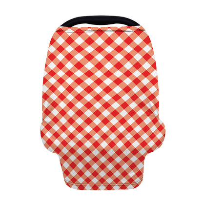 Lava Red And White Gingham Print Baby Seat Cover