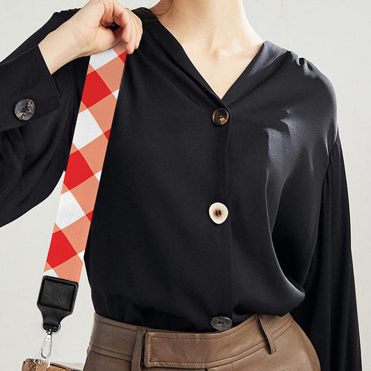 Lava Red And White Gingham Print Bag Strap