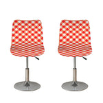 Lava Red And White Gingham Print Bar Stool Covers