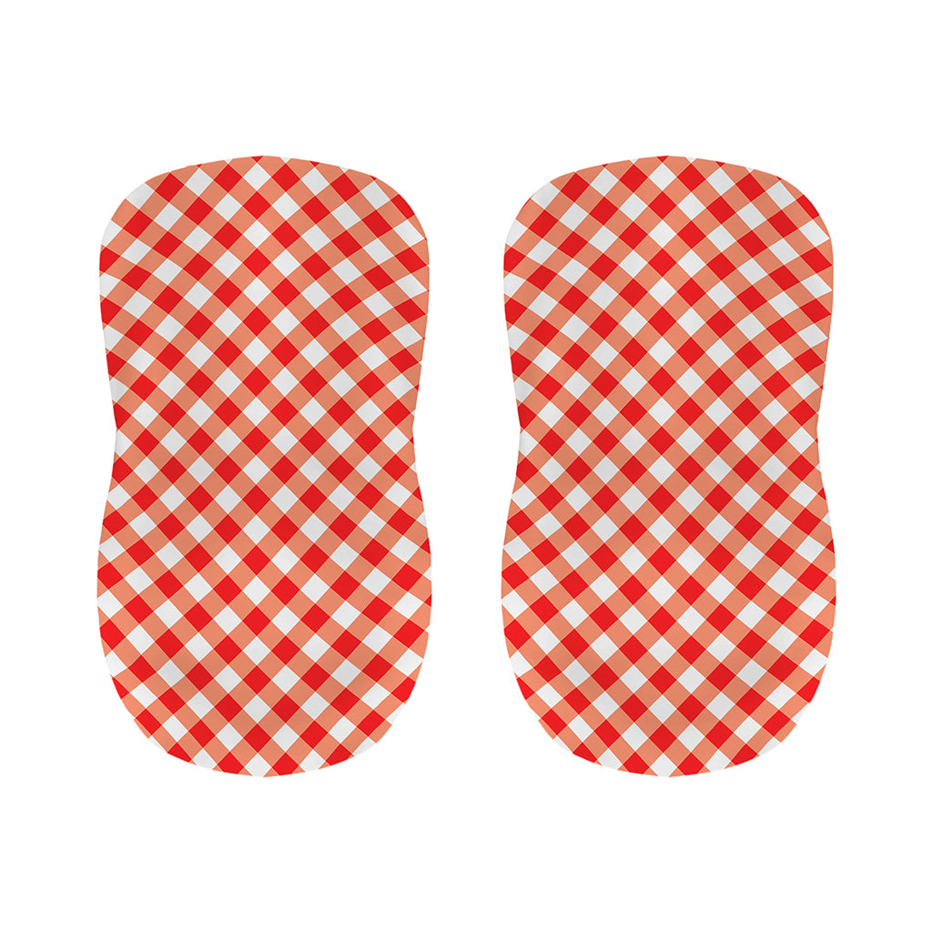 Lava Red And White Gingham Print Bar Stool Covers