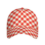 Lava Red And White Gingham Print Baseball Cap