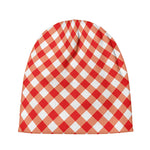 Lava Red And White Gingham Print Beanie