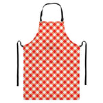 Lava Red And White Gingham Print Bib Apron With Pocket