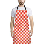 Lava Red And White Gingham Print Bib Apron With Pocket