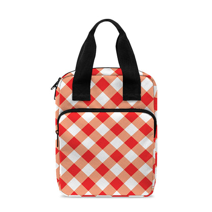 Lava Red And White Gingham Print Bible Tote Bag