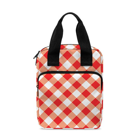 Lava Red And White Gingham Print Bible Tote Bag