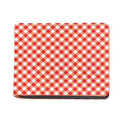 Lava Red And White Gingham Print Bifold Wallet
