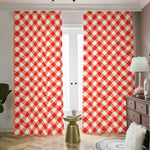 Lava Red And White Gingham Print Blackout Pencil Pleat Curtains