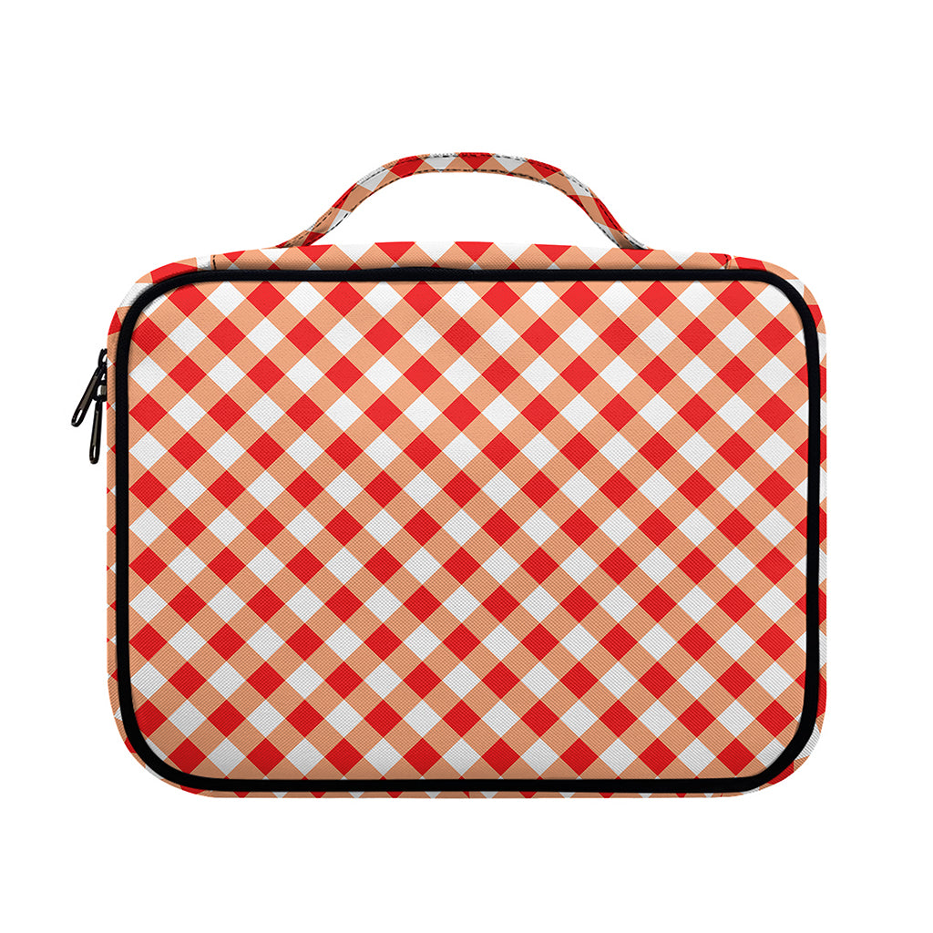 Lava Red And White Gingham Print Briefcase Bible Bag