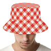 Lava Red And White Gingham Print Bucket Hat