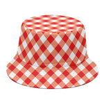 Lava Red And White Gingham Print Bucket Hat