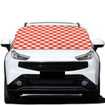 Lava Red And White Gingham Print Car Windshield Snow Cover