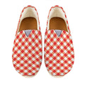 Lava Red And White Gingham Print Casual Shoes