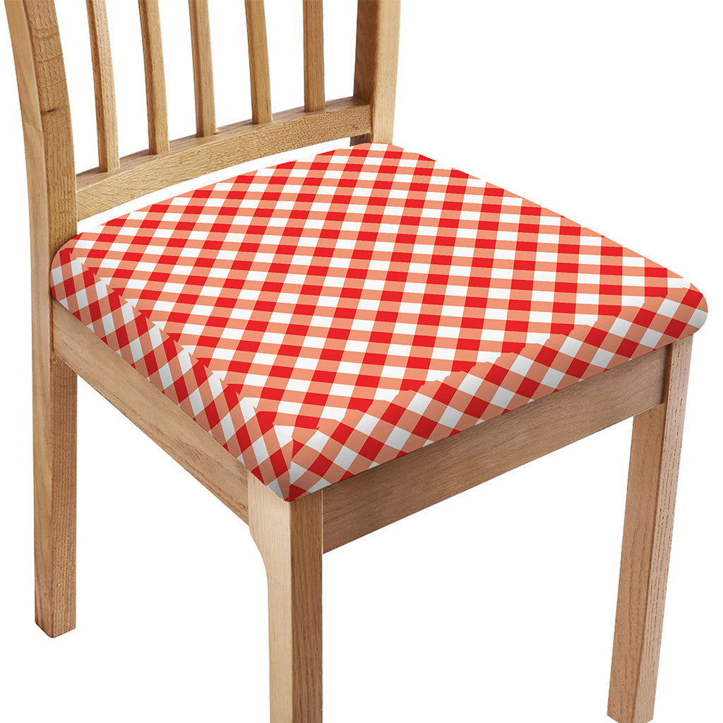 Lava Red And White Gingham Print Chair Cushion Cover