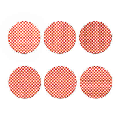 Lava Red And White Gingham Print Coaster Set