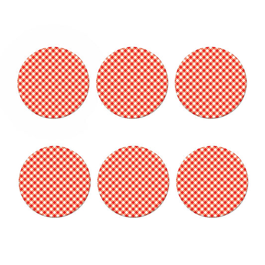 Lava Red And White Gingham Print Coaster Set