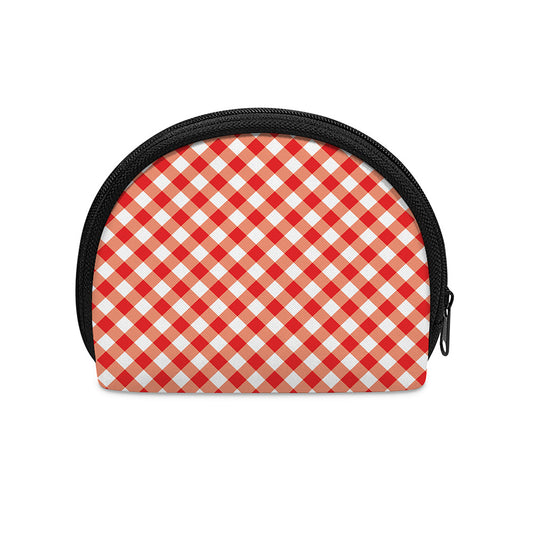 Lava Red And White Gingham Print Coin Purse