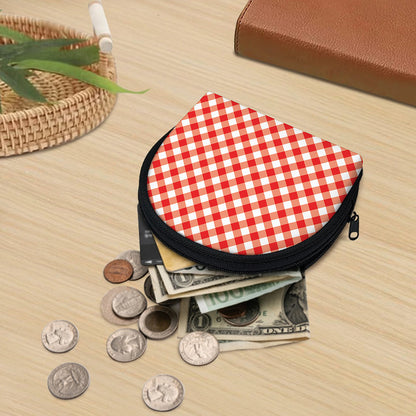 Lava Red And White Gingham Print Coin Purse