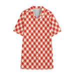 Lava Red And White Gingham Print Cotton Hawaiian Shirt