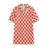 Lava Red And White Gingham Print Cotton Hawaiian Shirt