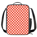 Lava Red And White Gingham Print Crossbody Lunch Bag