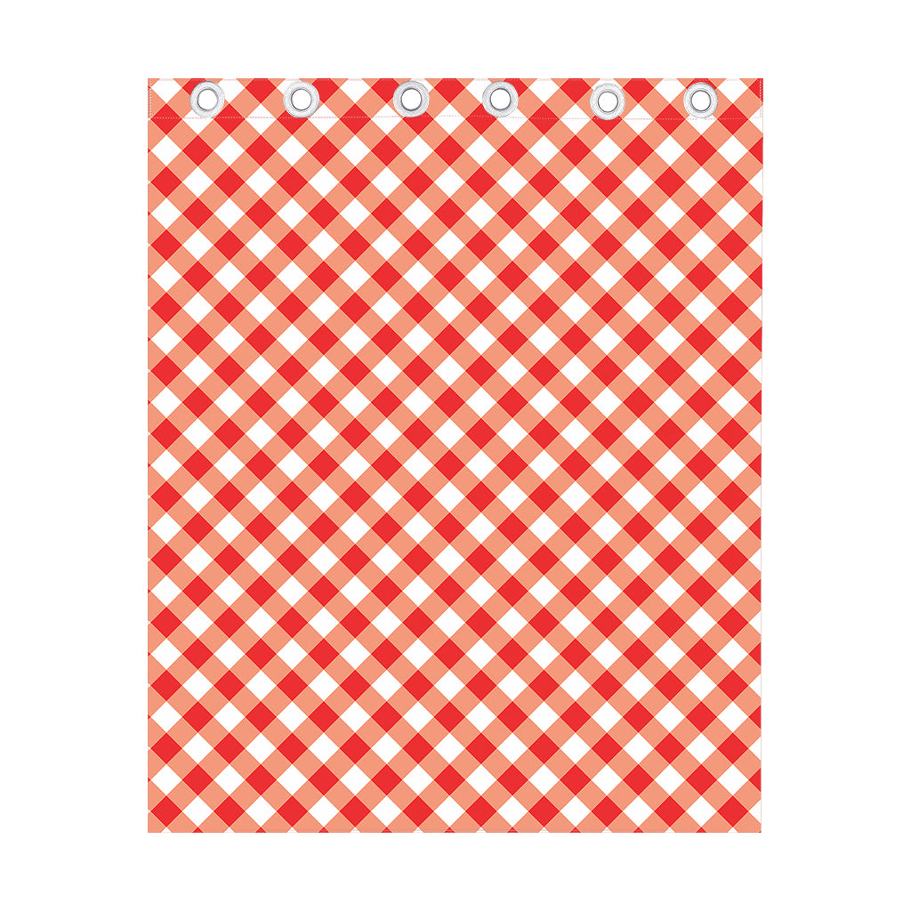 Lava Red And White Gingham Print Curtain