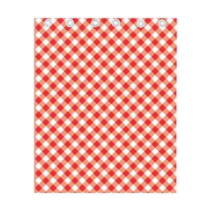 Lava Red And White Gingham Print Curtain