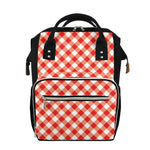 Lava Red And White Gingham Print Diaper Bag