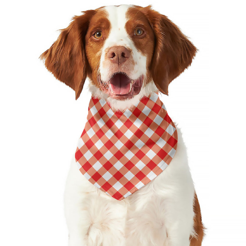 Lava Red And White Gingham Print Dog Bandana