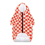 Lava Red And White Gingham Print Dog Zip Up Hoodie