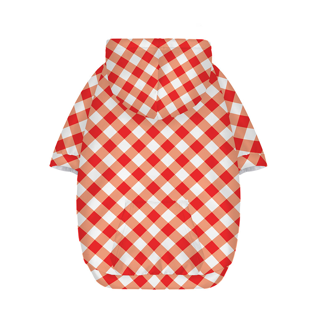 Lava Red And White Gingham Print Dog Zip Up Hoodie