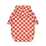 Lava Red And White Gingham Print Dog Zip Up Hoodie