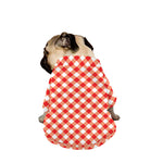 Lava Red And White Gingham Print Dog Zip Up Jacket