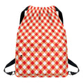 Lava Red And White Gingham Print Drawstring Backpack