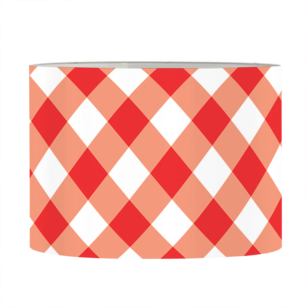 Lava Red And White Gingham Print Drum Lamp Shade