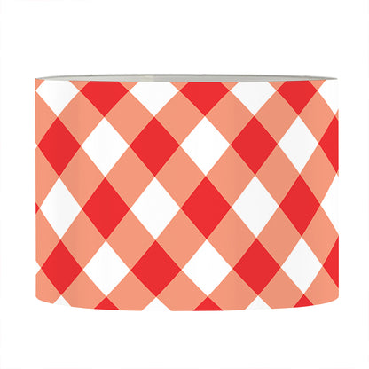 Lava Red And White Gingham Print Drum Lamp Shade