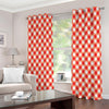 Lava Red And White Gingham Print Extra Wide Grommet Curtains