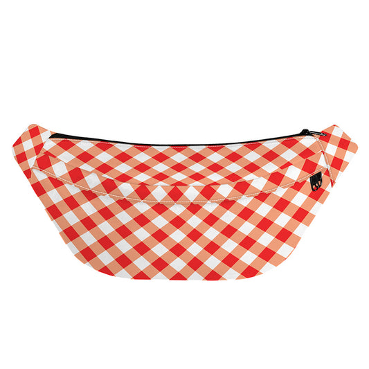 Lava Red And White Gingham Print Fanny Pack