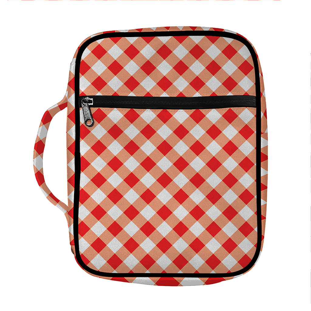 Lava Red And White Gingham Print Front Pocket Bible Bag