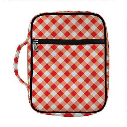 Lava Red And White Gingham Print Front Pocket Bible Bag