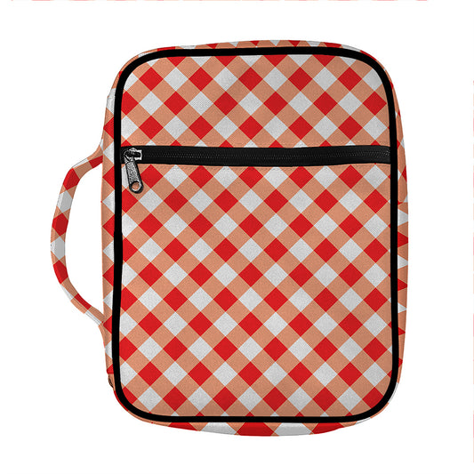 Lava Red And White Gingham Print Front Pocket Bible Bag