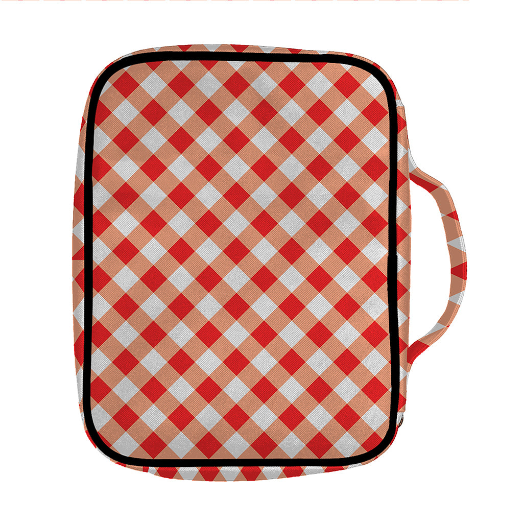 Lava Red And White Gingham Print Front Pocket Bible Bag