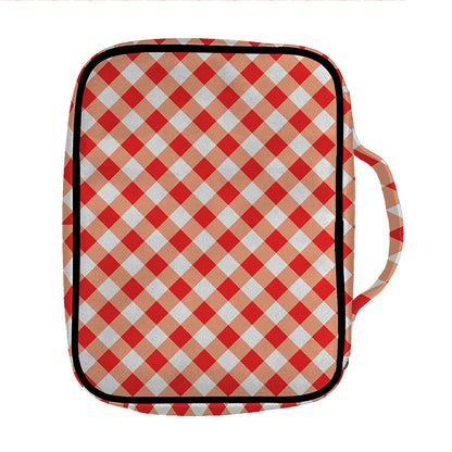Lava Red And White Gingham Print Front Pocket Bible Bag