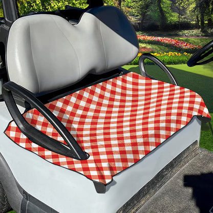 Lava Red And White Gingham Print Golf Cart Seat Cover