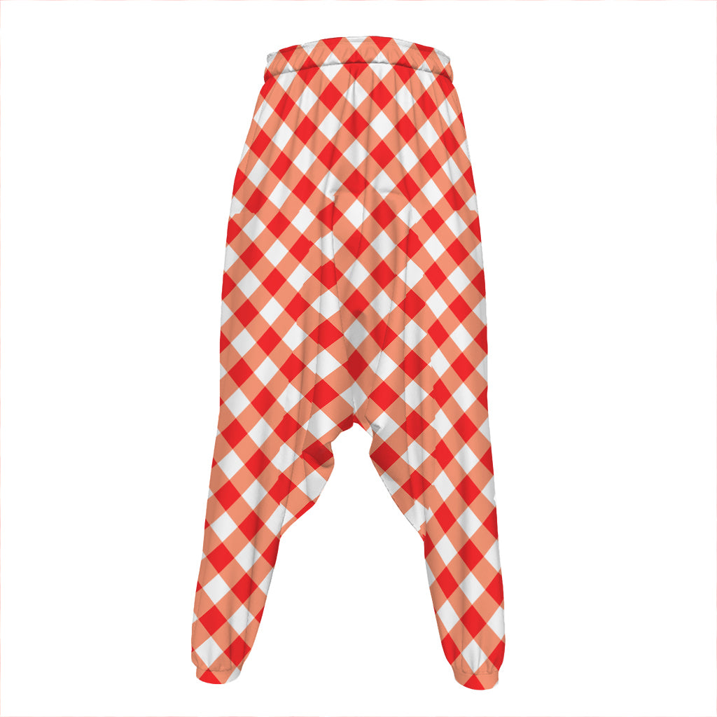 Lava Red And White Gingham Print Hammer Pants