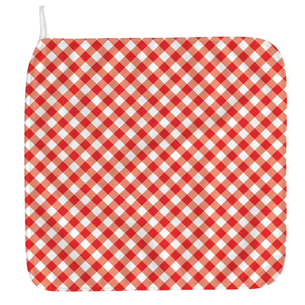 Lava Red And White Gingham Print Hand Towel