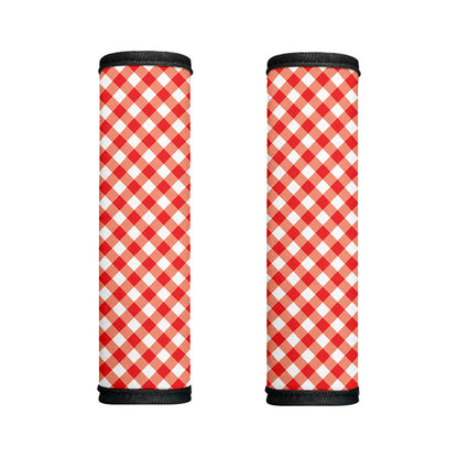 Lava Red And White Gingham Print Handle Covers