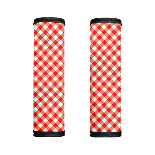 Lava Red And White Gingham Print Handle Covers