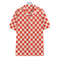 Lava Red And White Gingham Print Hawaiian Shirt