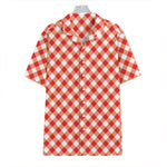 Lava Red And White Gingham Print Hawaiian Shirt